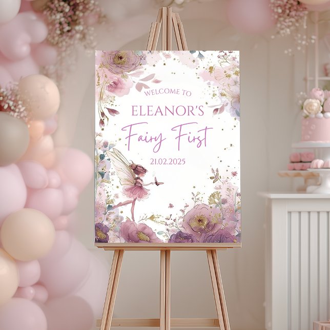 Personlig välkomstskylt för Floral Fairy Första Fö Poster (Skapare uppladdad)
