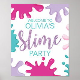 Personlig välkomstskylt för slime-födelsedagsfest poster