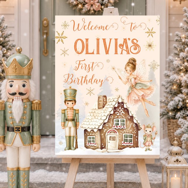 Personlig välkomstskylt med Sockerplommonälvan  Poster (Sugar Plum Fairy Toy Soldier House Welcome Sign)