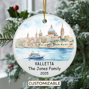 Personlig Valletta Ornament, Malta Julgransprydnad Keramik