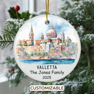 Personlig Valletta Ornament, Malta Julgransprydnad Keramik