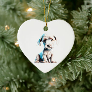 Personlig valp av Bedlington Terrier-rasen Julgransprydnad Keramik