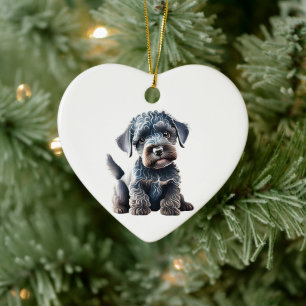 Personlig valp av Kerry Blue Terrier-rasen Julgransprydnad Keramik