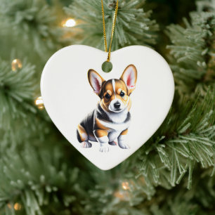 Personlig valp av Pembroke Welsh Corgi Julgransprydnad Keramik