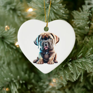 Personlig valp av rasen Mastiff Julgransprydnad Keramik