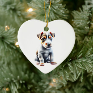 Personlig valp av rasen Russell Terrier Julgransprydnad Keramik