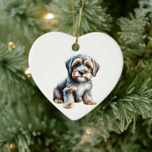 Personlig valp av tibetansk terrier julgransprydnad keramik