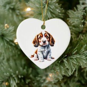 Personlig valp av Welsh Springer Spaniel Julgransprydnad Keramik