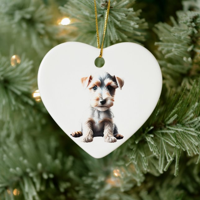 Personlig Valp Av Wire Fox Terrier Ras Julgransprydnad Keramik (Träd)