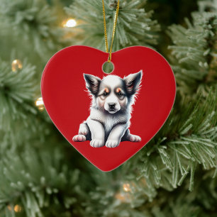 Personlig valp Border Collie jul röd Julgransprydnad Keramik