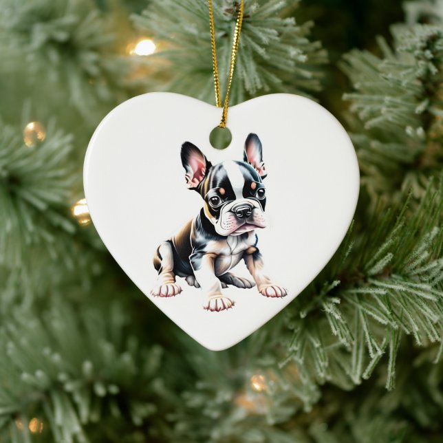 Personlig valp Boston Terrier Julgransprydnad Keramik (Träd)