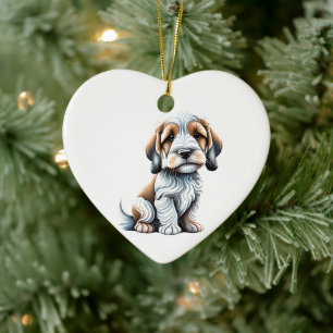 Personlig valp Petit Basset Griffon Vendéen Julgransprydnad Keramik