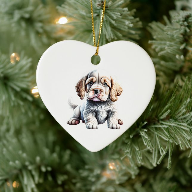 Personlig valp till Clumber Spaniel Julgransprydnad Keramik (Träd)