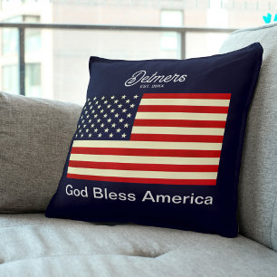 Personlig Välsigna dig Amerika Flagga Dekorativ ku Kudde