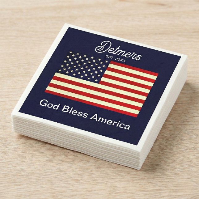 Personlig Välsigna dig Amerika Flagga Pappersservett (Keep it clean, patriot style.)