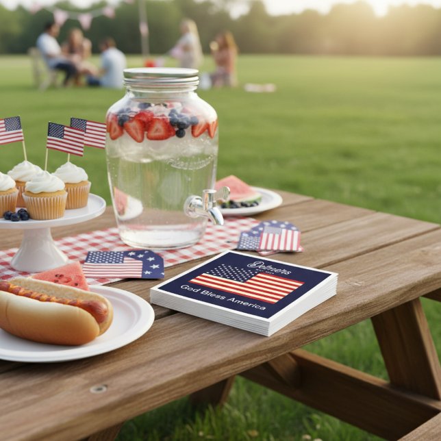 Personlig Välsigna dig Amerika Flagga Pappersservett (Personalized God Bless America Flag Napkins)