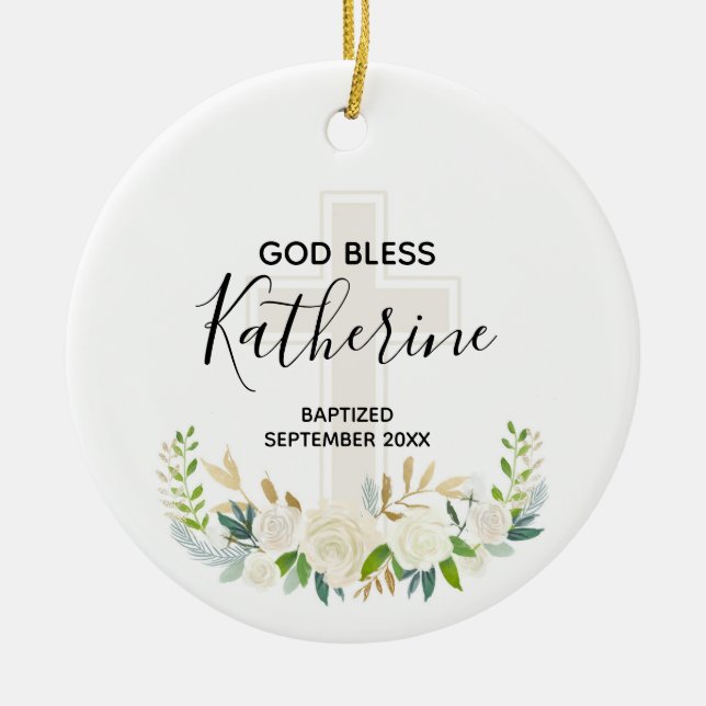 Personlig Välsigna dig Girl Christening Ornament (Framsidan)