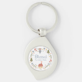Personlig välsignad mysig lanthushålls Hygge Swirl Silverfärgad Nyckelring