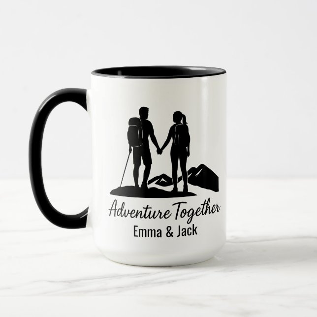 Personlig vandringskoppel Siluett Minimalistisk Mugg (Vänster)