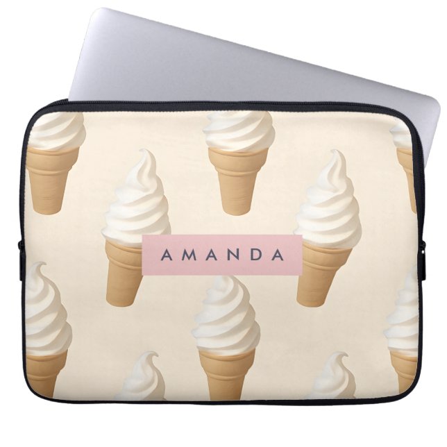 Personlig Vanilla Ice Cream Cone Mönster Laptop Fodral (Framsidan)