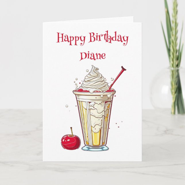Personlig Vanilla Milkshake Birthday för hennes sk Kort (Framsida)