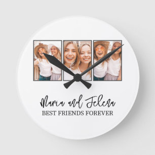 Personlig Vänskap BFF-fotomall Rund Klocka