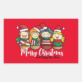 Personlig Vänskap God jul Cute Rektangulärt Klistermärke