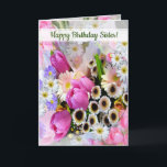 Personlig Vår blomma Bouquet Sister födelsedag Kort<br><div class="desc">Ett gäng söt vår blommor,  med rosa tulpaner,  anemoner och andra blommor.
Redo för den text du vill ha,  lycka till med din syster eller någon du kärlek med det här söt kortet,  en riktig bukett av vår glädje!</div>