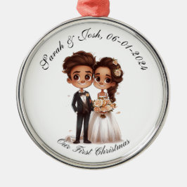 Personlig, vår första julklapp anpassningsbar julgransprydnad metall