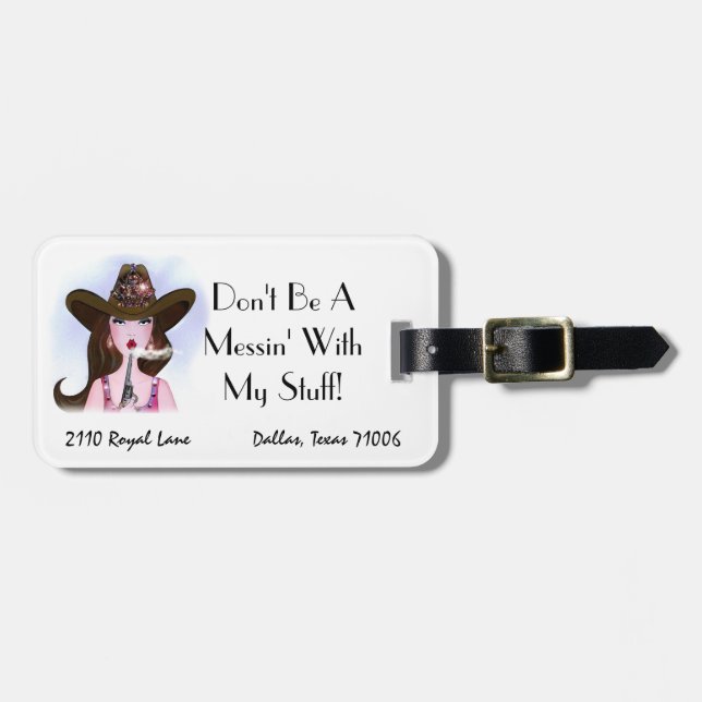 Personlig: "Var inte en messin med mitt Saker!" Bagagebricka (Horisontell Framsida)