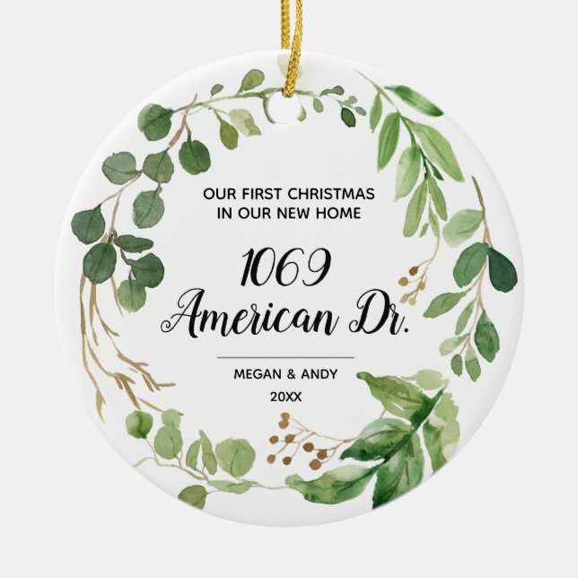 Personlig Vår nya gröna jul i hemmet Julgransprydnad Keramik (Framsidan)