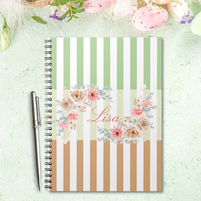 Personlig Vår-skuggdator Anteckningsbok (Personalized Spring Meadow Notebook)