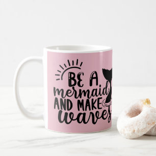 Personlig vara en sjöjungfru och gör vågor Rosa Kaffemugg