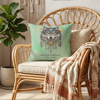 Personlig Vargande Sagegrön Boho Kudde