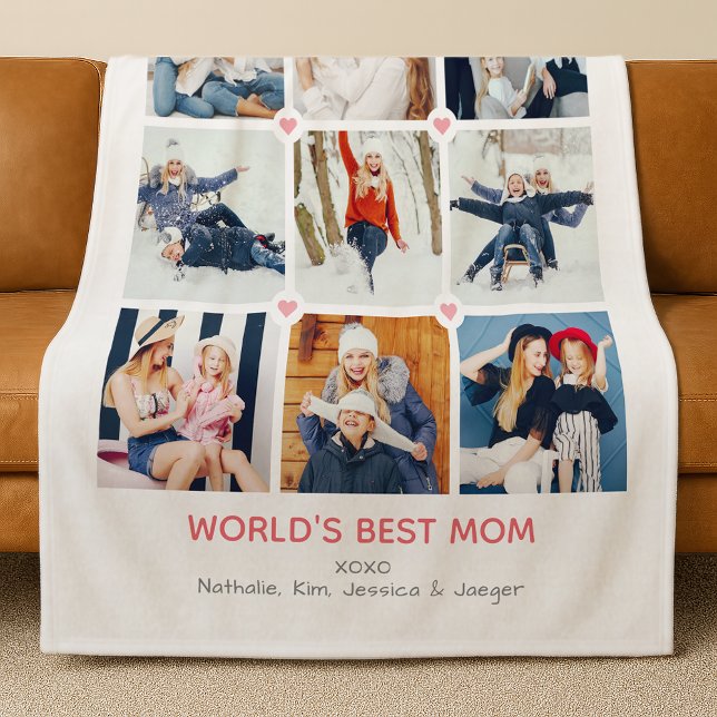 Personlig "Världens bästa mamma" med 9 bilder Fleecefilt (Skapare uppladdad)