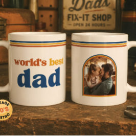 Personlig världs bästa pappa foto retro vintage  kaffemugg