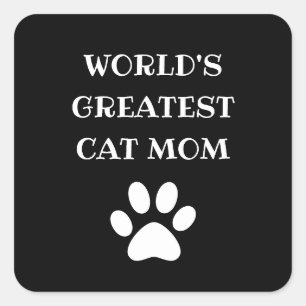 Personlig Världsmästare Cat Mamma Anpassningsbar T Fyrkantigt Klistermärke