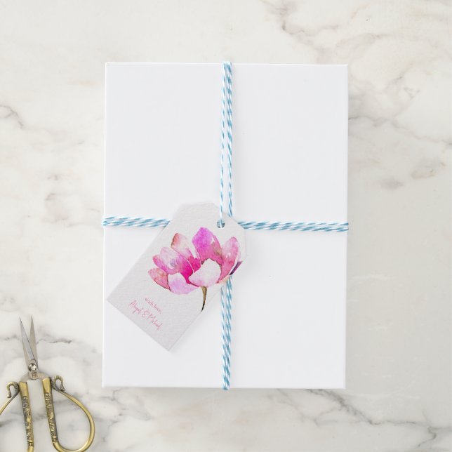 Personlig varmröd blomster  presentetikett (Med Snöre)