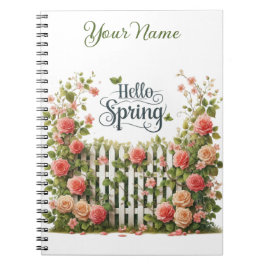 Personlig vårs spiralanteckningsbok med blommotiv anteckningsbok