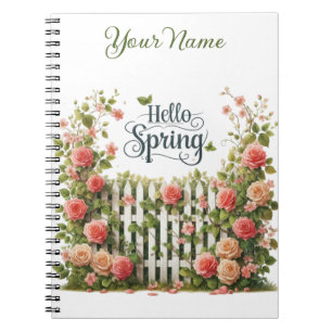 Personlig vårs spiralanteckningsbok med blommotiv anteckningsbok