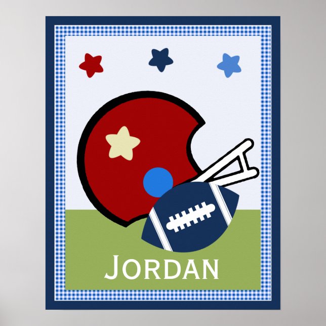 Personlig Varsity Sports Baby Nursery Art Poster (Framsidan)