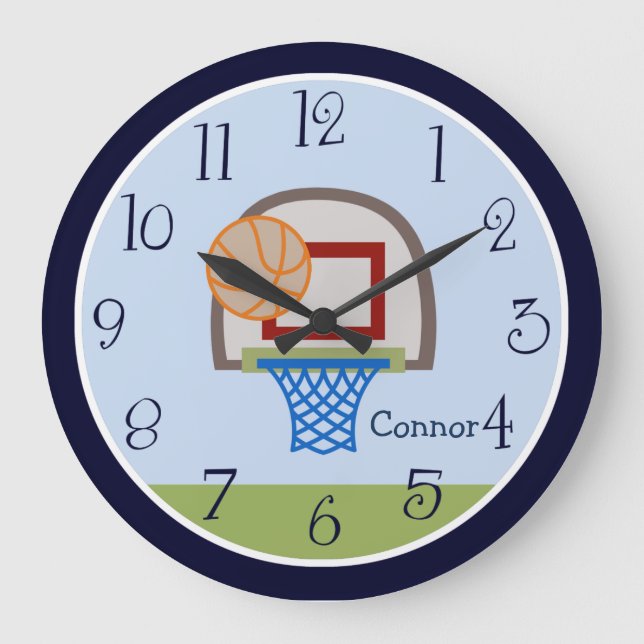 Personlig Varsity Sports Basketball Kids Clock Stor Klocka (Framsida)