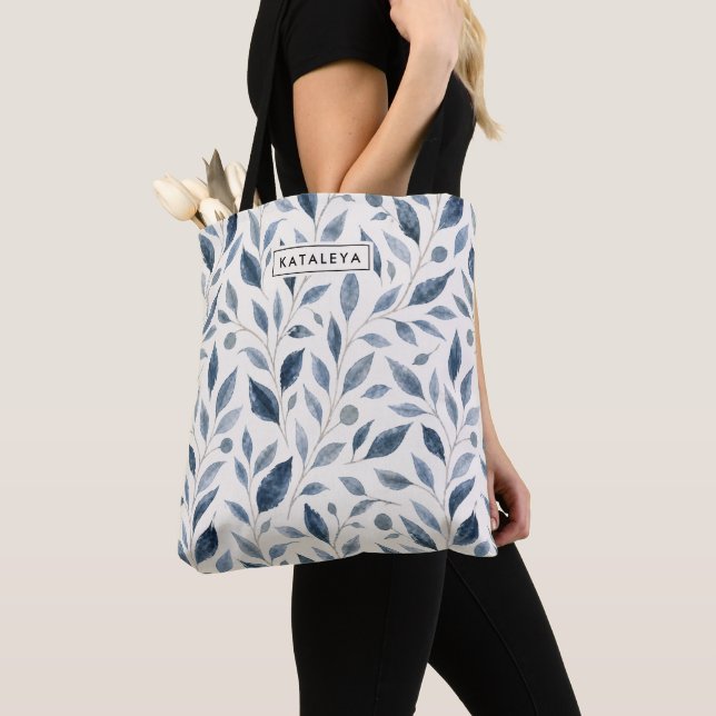 Personlig väskan Blue Leaf Tygkasse (Närbild)