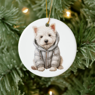 Personlig Väster Highland White Terrier Hund Julgransprydnad Keramik