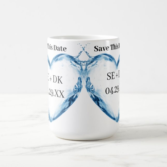 Personlig Vatten Heart Spara Detta datum Kaffemugg (Center)