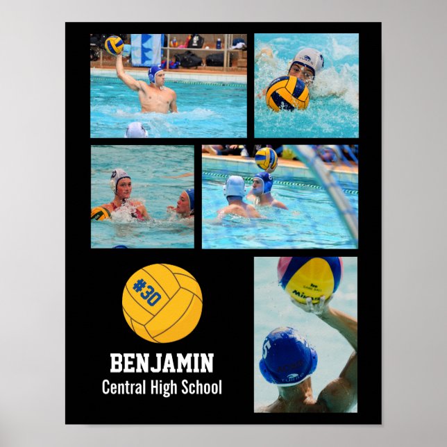 Personlig Vatten Polo Photo Collage Team Namn # Poster (Framsidan)