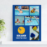 Personlig Vatten Polo Photo Collage Team Namn # Poster<br><div class="desc">Den här personligen poster fotokollage i vatten med dina favoritöverförda foton, en bild i vatten-polo boll med orange med spelarens nummer (enkelt att ta bort) och ytterligare text, till exempel spelarens namn och/eller team namn. Den här designen ställs in mot en valfri bakgrund färg - klicka bara på att anpassa...</div>