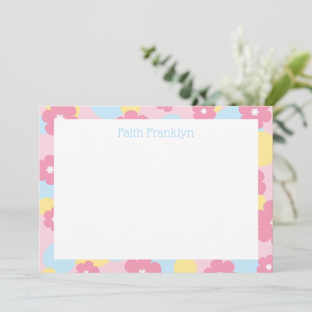 Personlig vattenfärg blommig brevpapper anteckningskort (Stående Fram)
