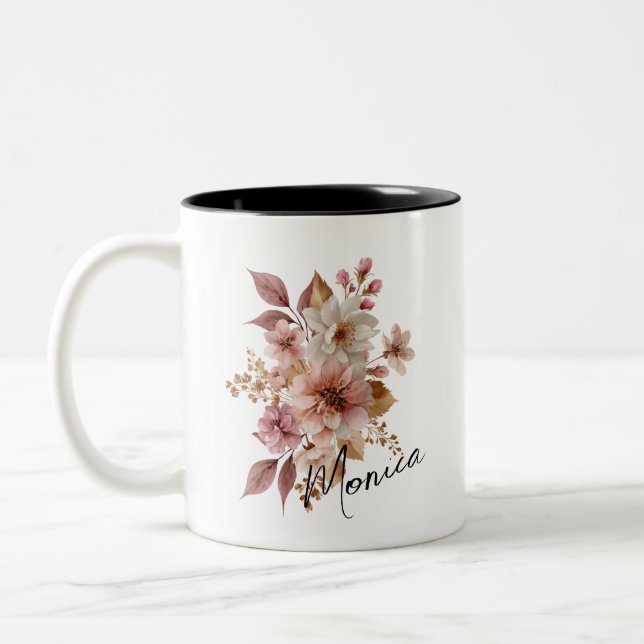Personlig vattenfärg blommig mugg (Vänster)