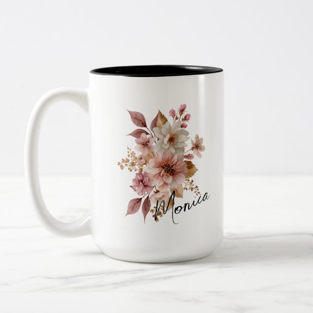 Personlig vattenfärg blommig mugg (Vänster)